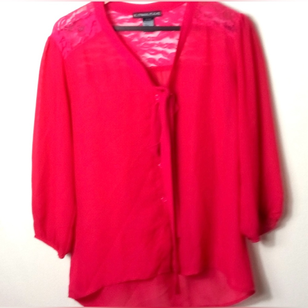 No Strings Attached M Red Blouse Top